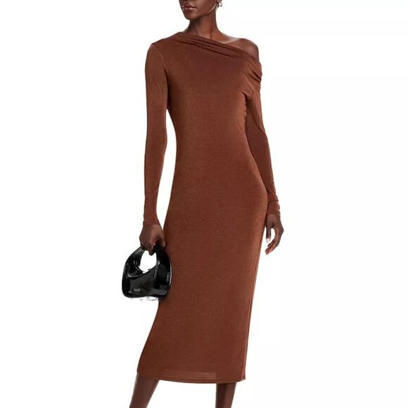 WAYF Everly Midi Dress - Brown | NWT | Size M - Picture 3 of 7